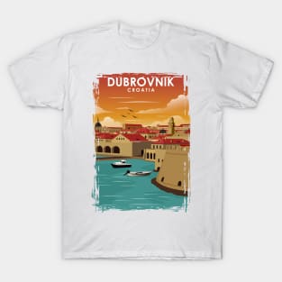 Dubrovnik Croatia Vintage Minimal Travel Poster T-Shirt